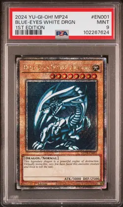 2024 YU-GI-OH! MP24-25TH ANV TIN: DUELING MIRRORS BLUE-EYES WHITE DRAGON PSA 9 - Image 1