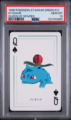 1998 POKEMON STADIUM GREEN VERSION PLAYING CARDS QUEEN OF SPADES IVYSAUR PSA 10 - Image 1