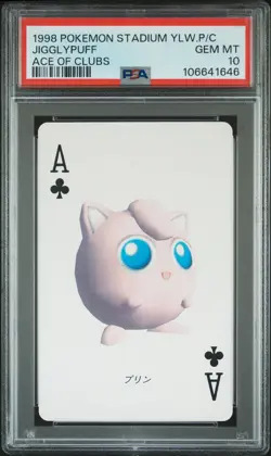1998 POKEMON STADIUM YELLOW VERSION PLAYING CARDS ACE OF CLUBS JIGGLYPUFF PSA 10 - Image 1