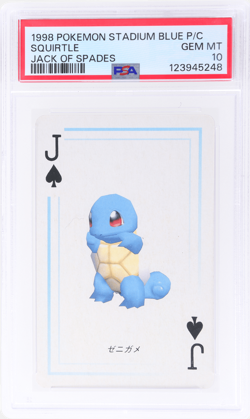 1998 Pokemon Stadium Blue Version Playing Cards Squirtle Jack of Spades PSA 10 - Image 1