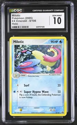 CGC 10 GEM MINT Milotic 2005 EX Emerald 8/106 Holo Pokemon Card - Image 1