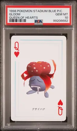 1998 POKEMON STADIUM BLUE VERSION PLAYING CARDS QUEEN OF HEARTS GLOOM PSA 10 - Image 1