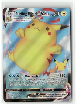 Surfing Pikachu VMAX Ultra Rare Celebrations 009/025 Pokemon Card - Image 1