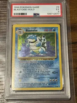 Pokemon TCG Blastoise Holo Unlimited Rare Card 2/130 Base Set PSA 5 - Image 1