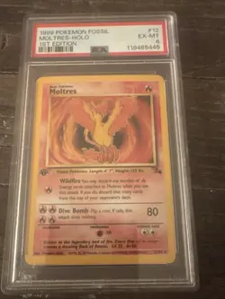 Vintage 1999 Moltres #12 PSA 6 – 1st Edition Fossil Holo Rare Pokemon Card - Image 1