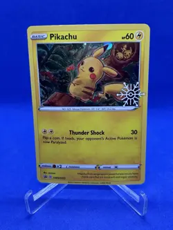 Pikachu SWSH153 Sword & Shield Promo Snowflake Stamp Holiday NM Pokemon Card TCG - Image 1