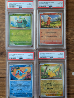 4X LOT 2024 Pokemon MEW 151 Costco Mini Tins PSA 10 Cosmos Holo Pikachu Squirtle - Image 1
