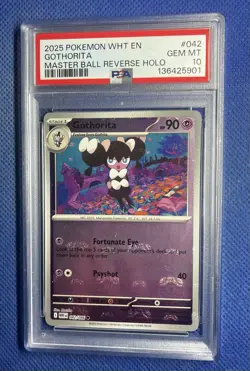 2025 POKEMON WHT EN-WHITE FLARE #042 GOTHORITA - MASTER BALL REVERSE HOLO PSA 10 - Image 1