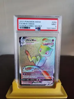 2021 Pokemon Mew VMAX Rainbow Secret Rare 268/264 PSA 9 Mint Fusion Strike - Image 1