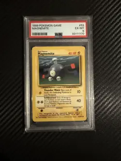 1999 POKEMON GAME BASE SET 53 MAGNEMITE PSA 6 EX-MT - Image 1