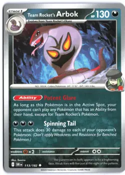 Team Rocket's Arbok 113/182 - SV10: Destined Rivals Reverse Holo NM Pokemon TCG - Image 1