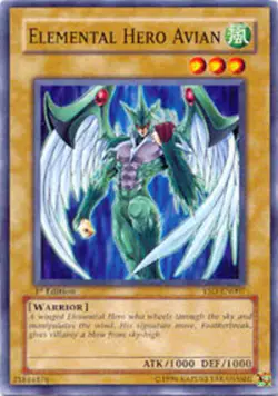 Yugioh! LP Elemental Hero Avian - YSD-EN007 - Common - 1st Edition Lightly Playe - Image 1