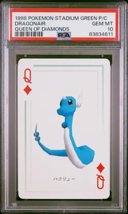 Pokemon Stadium Green Dragonair Queen of Diamonds Playing Card 1998 PSA 10 GEM - Image 1