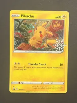 Pokemon Pikachu SWSH153 Snowflake Stamp Promo Card NM - Image 1