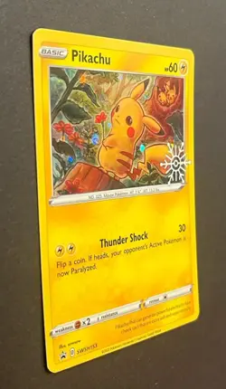 Pokemon Pikachu SWSH153 Snowflake Stamp Promo Card NM - Image 3