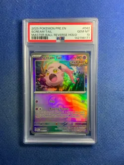 2025 POKEMON PRE EN PRISMATIC 042 SCREAM TAIL | REVERSE HOLO | PSA 10 - Image 1