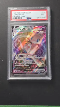 PSA 9 Mew Vmax 114/264 Fusion Strike Ultra Rare Pokemon 2021 - Image 1