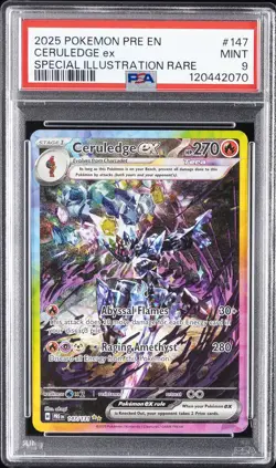 2025 POKEMON PRE EN-PRISMATIC EVOLUTIONS #147 CERULEDGE EX PSA 9 - Image 1