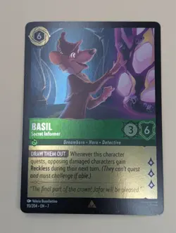 Disney Lorcana Archazia's Island - 93 Basil Secret Informer - Rare FOIL NM - Image 1