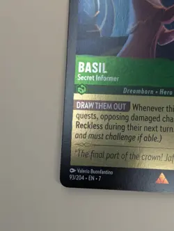 Disney Lorcana Archazia's Island - 93 Basil Secret Informer - Rare FOIL NM - Image 3