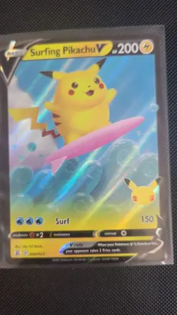 Surfing Pikachu V & VMAX Pokemon Celebrations 25th Anniversary 2 Card Set - Image 2