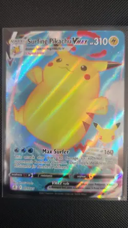 Surfing Pikachu V & VMAX Pokemon Celebrations 25th Anniversary 2 Card Set - Image 4