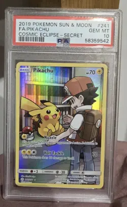 2019 Pikachu Secret 241/236 Pokemon Card Sun And Moon Cosmic Eclipse PSA 10 - Image 1