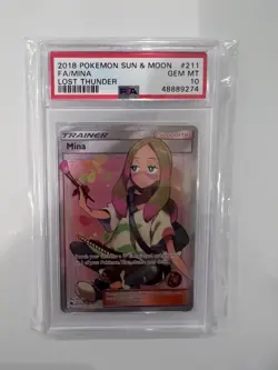 Pokemon 2018 Sm-Lost Thunder Mina Full Art Holo Ultra Rare PSA 10 211/214 - Image 1