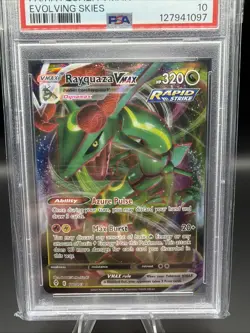 2021 Pokemon Evolving Skies #111 Full Art Rayquaza VMAX PSA 10 Gem Mint - Image 4