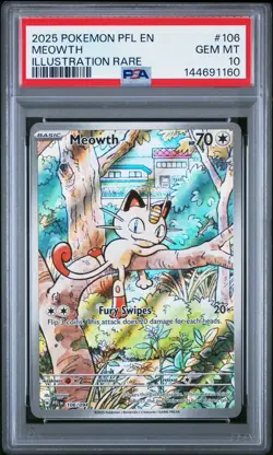 2025 Pokemon Phantasmal Flames Meowth Illustration Rare #106/094 PSA 10 Gem Mt - Image 1