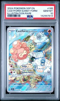 Pokemon Castform Sunny Form 195/191 Illustration Rare Surging Sparks PSA 10 - Image 1