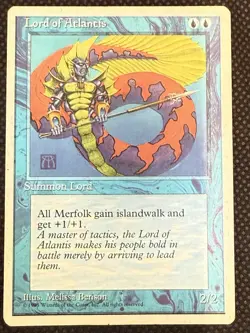 Lord of Atlantis 4th Edition Magic the Gathering Rare Blue Merefolk Lord MtG - Image 1