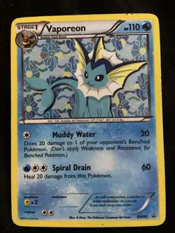 Pokemon TCG Vaporeon Black White BW89 Holo Promo hp Rare Card - Image 1