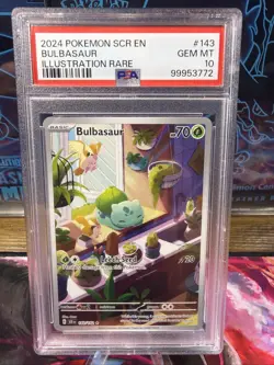 Pokemon TCG Bulbasaur Stellar Crown Illustration Holo Card 143/142 PSA 10 - Image 1