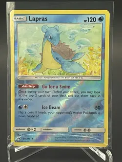 Pokemon Lapras 56/214 Sm-Lost Thunder Rare Holo Water Type 120 HP Basic Card - Image 1