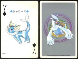 VAPOREON NO. 134 7 OF CLUBS POKEMON SILVER POKER CARD JAPANESE 1999 - Image 1
