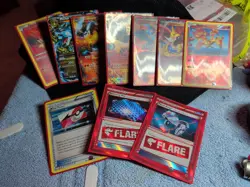10 Pokemon TC 3 Trainer Cards 1 Mega Card And Rest Are Basic Holofoil Cards - Image 1