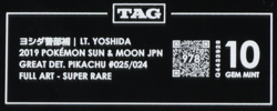 2019 Pokemon Sun & Moon Japanese 025/024 Detective Yoshida Pikachu TAG 10 (978) - Image 3
