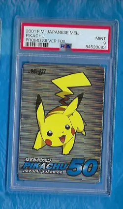 PIKACHU 2001 POKEMON JAPANESE MEIJI PROMO SILVER FOIL PIKACHU PSA 9 MINT - Image 1