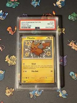 Pokemon Cards Pikachu 131/091 Shiny Holo Rare Paldean Fates - PSA 8 NM-MT - Image 1