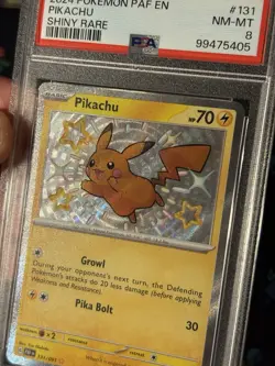Pokemon Cards Pikachu 131/091 Shiny Holo Rare Paldean Fates - PSA 8 NM-MT - Image 2