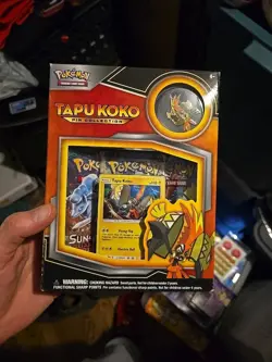 POKEMON TCG Tapu Koko Pin Collection Factory Sealed Box-3 Booster Packs,Pin,Foil - Image 1