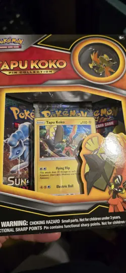 POKEMON TCG Tapu Koko Pin Collection Factory Sealed Box-3 Booster Packs,Pin,Foil - Image 4