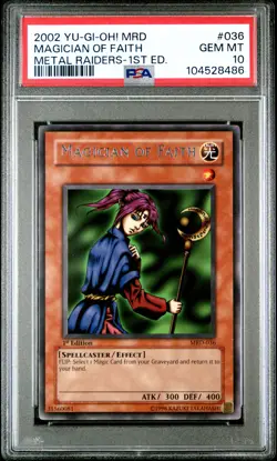 2002 YU-GI-OH! MRD-METAL RAIDERS 1ST ED #036 MAGICIAN OF FAITH PSA 10 - Image 1
