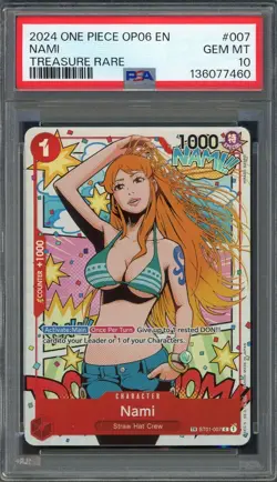 PSA 10 Nami (Treasure Rare TR) OP06 ST01-007 EN One Piece B27 - Image 1