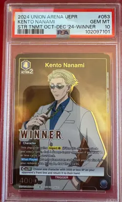 Union Arena TCG JJK Kento Nanami Alt Art Winner Promo Holo PSA 10 GEM MINT - Image 1