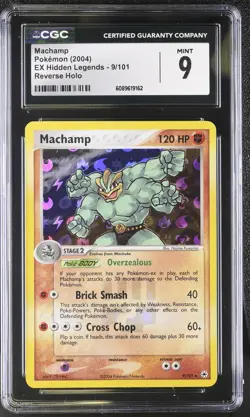 CGC 9 MINT Machamp 2004 EX Hidden Legends 9/101 Reverse Holo Pokemon Card - Image 1