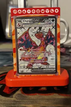 CHARIZARD EX 56 BLACK STAR PROMO ULTRA RARE NM with Magnetic Case & card stand - Image 1
