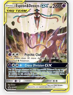 Pokemon TCG Espeon & Deoxys GX SM240 Black Star Promo Full Art Holo - Image 1