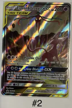 Pokemon TCG Espeon & Deoxys GX SM240 Black Star Promo Full Art Holo - Image 2
